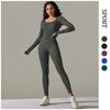 New Seamless Thread Knitted Yoga Suit, Long Pants Jumpsuit, Breathable Quick Drying Running And Fitness Jumpsuit For Women