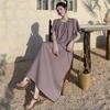 DIMANAF 2025 Summer Plus Size Dress Women Vintage Dress Basic Long Elegant Loose Casual Pleated Dress
