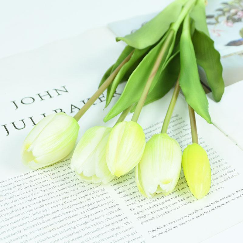 5Pcs/bunch Artificial Tulips Bouquet Real Touch Silicone Fake Flowers for Home Garden Living Room Decoration Wedding Party