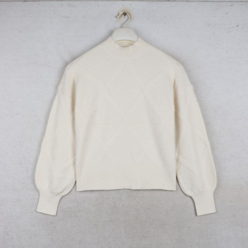 Sunshine House Autumn and Winter Export Fashion E's Middle Round Neck Loose Plus Size Quilted Long Sleeves Sweater Knitwear