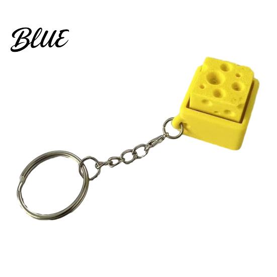 Durable Clicker Keychain 3D Printed Cheese Toy, Stress Relief Finger Clicker, Pocket Size Push Button Fidget Keyboard Toy Rounded Corner