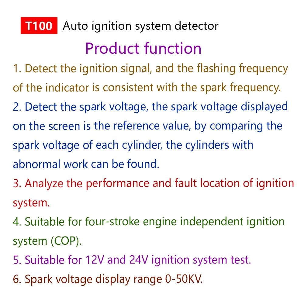 AM-T100 12V 24V Auto Zündsystem Detektor Zündsignal und Zündfunken Spannungstester
