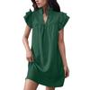 Women's Fashion Casual Solid Color V-Neck Loose Ruffle Sleeve Short Dress