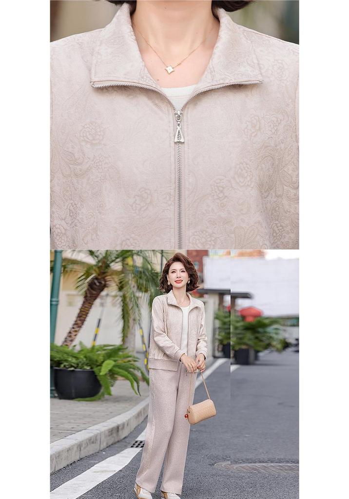 Mom's Stylish Plus Size Sportswear Set for Middle-Aged & Elderly Women - Casual Spring/Autumn Hoodie Two-Piece
