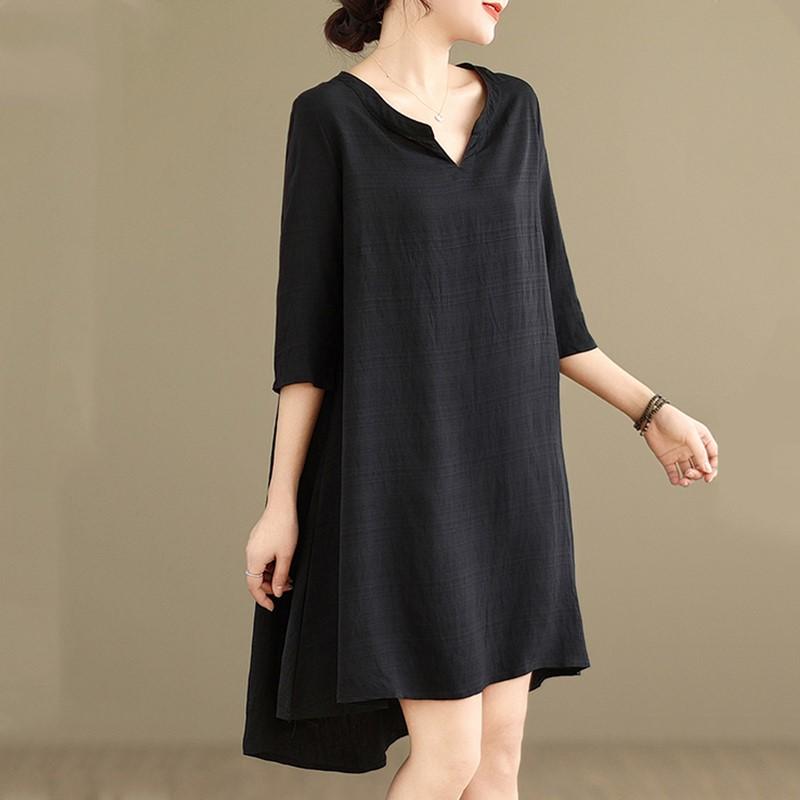 Short Sleeve Plus Size Cotton Vintage New In Dresses for Women Casual Loose Mini Summer Dress