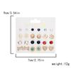 12Pairs/Set Fashion Geometric Stud Earrings Set For Women Love Heart Bowknot Rose Flower Star Moon Pearl Earrings Party Jewelry