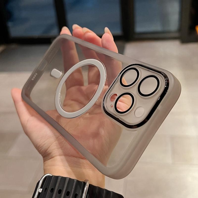 Luxury Magsafe Wireless Charge Transparent Case For iPhone 11 12 13 14 15 Pro Max Plus Magnetic Soft Shockproof Bumper Cover