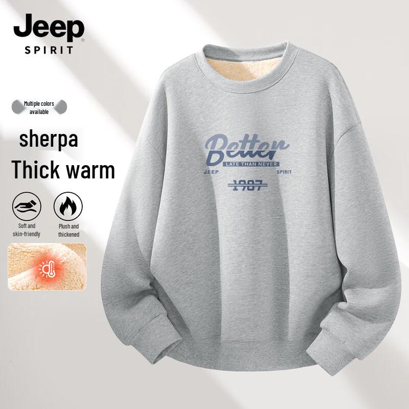 JEEP SPIRIT Men's Thickened Fleece Sweatshirt
