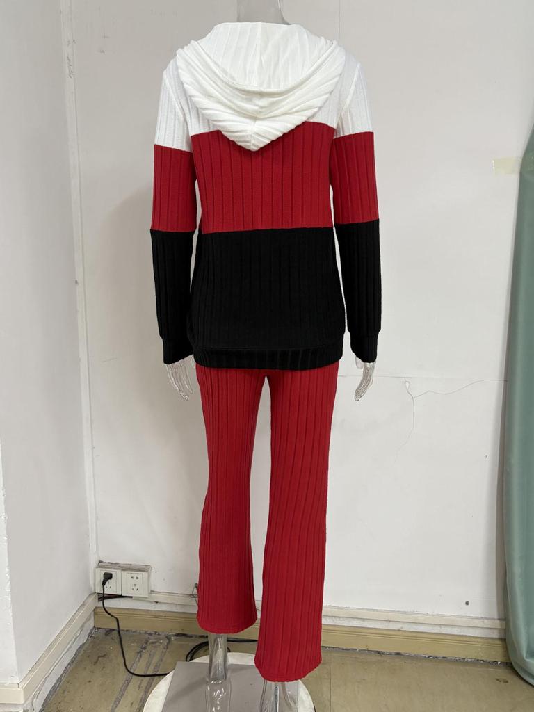 TUME Autumn/Winter Color Block Hoodie & Pants Set - Casual Fashion Two-Piece