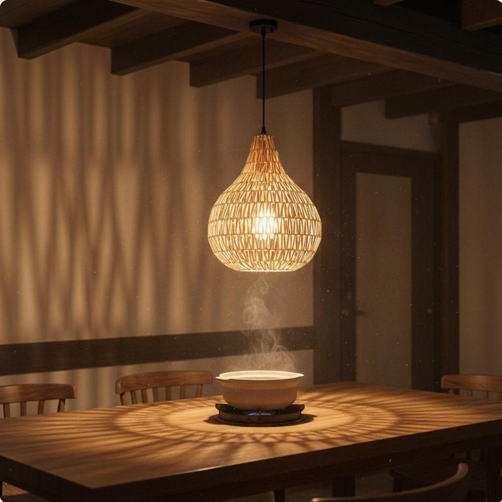 Rattan Pendant Lampshade Retro Design Woven Hanging Light Shade Rustic Elegance Fiber Lamp Cover for