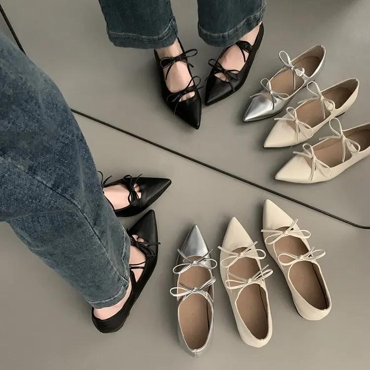 Shoes Woman Comfortable And Elegant Bow-Knot Casual Female Sneakers Pointed Toe Increas Height Soft Low Heels Oxfords Plat