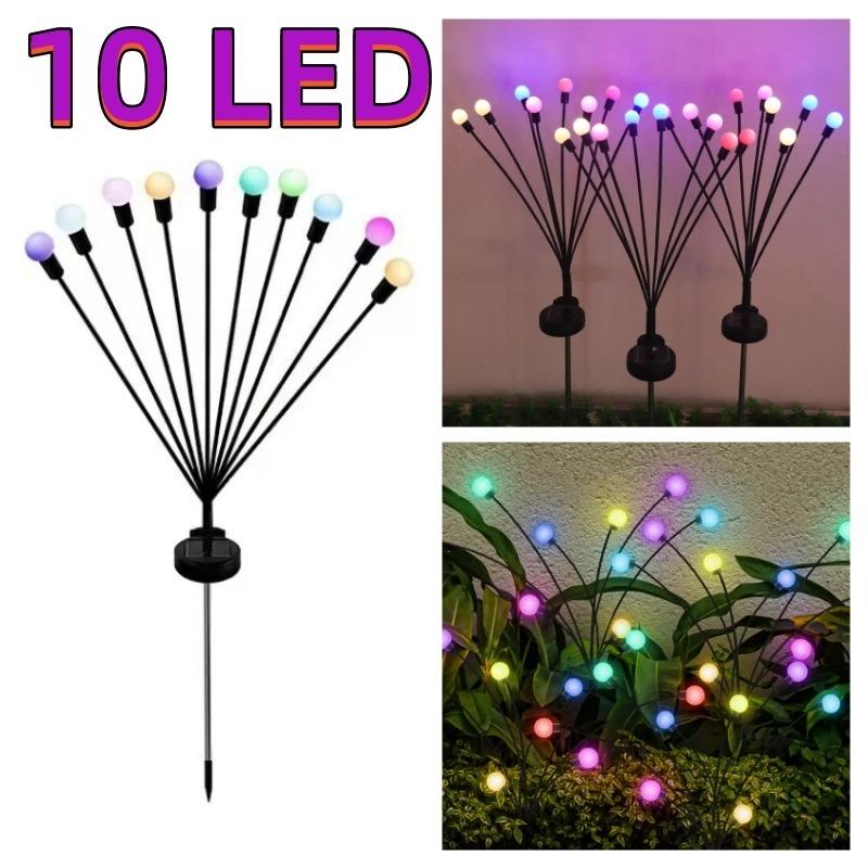 Solar Powered Garden Lights Firefly Lights 6/8/10 LED Outdoor Waterproof Vibrant Swaying Lights for Patio Pathway Decoration