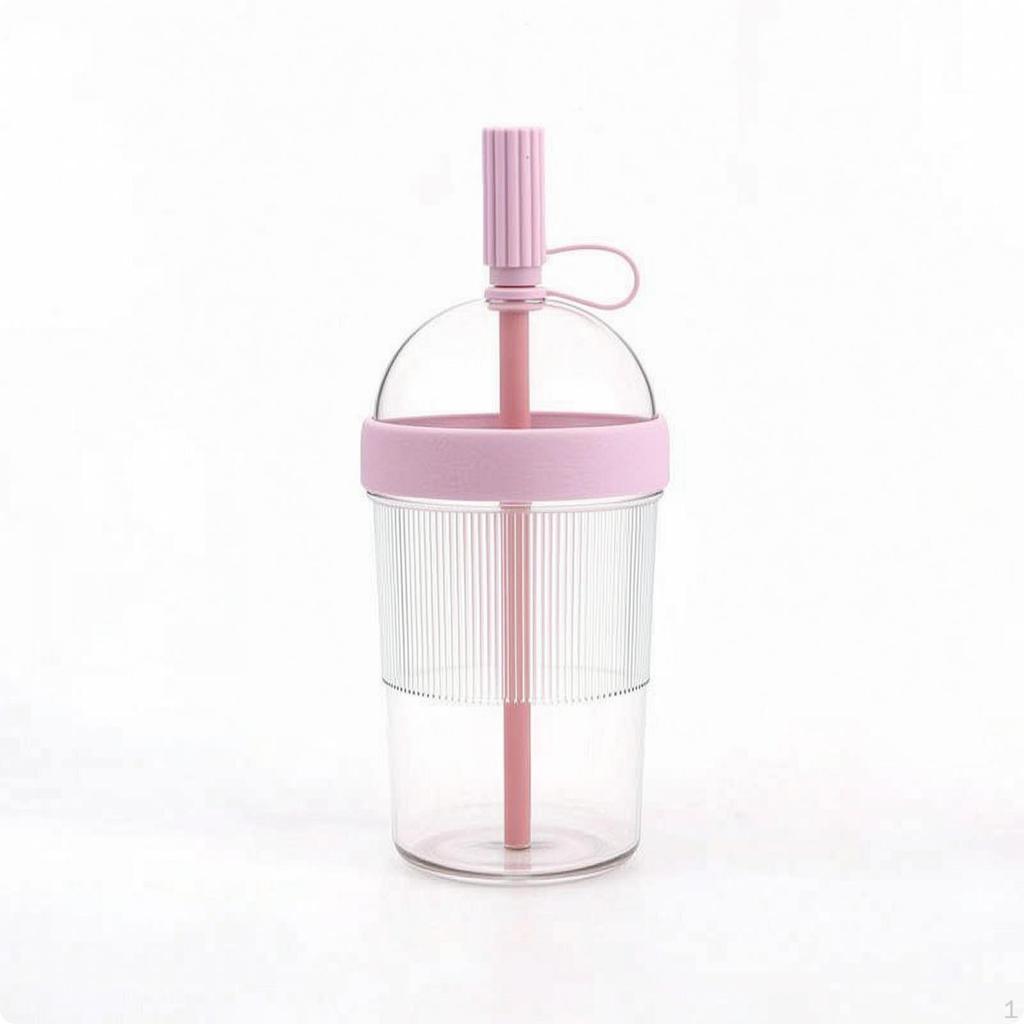 Tumbler with Straw Ribbed Lid and Reusable Cup Dome for Commuters,
