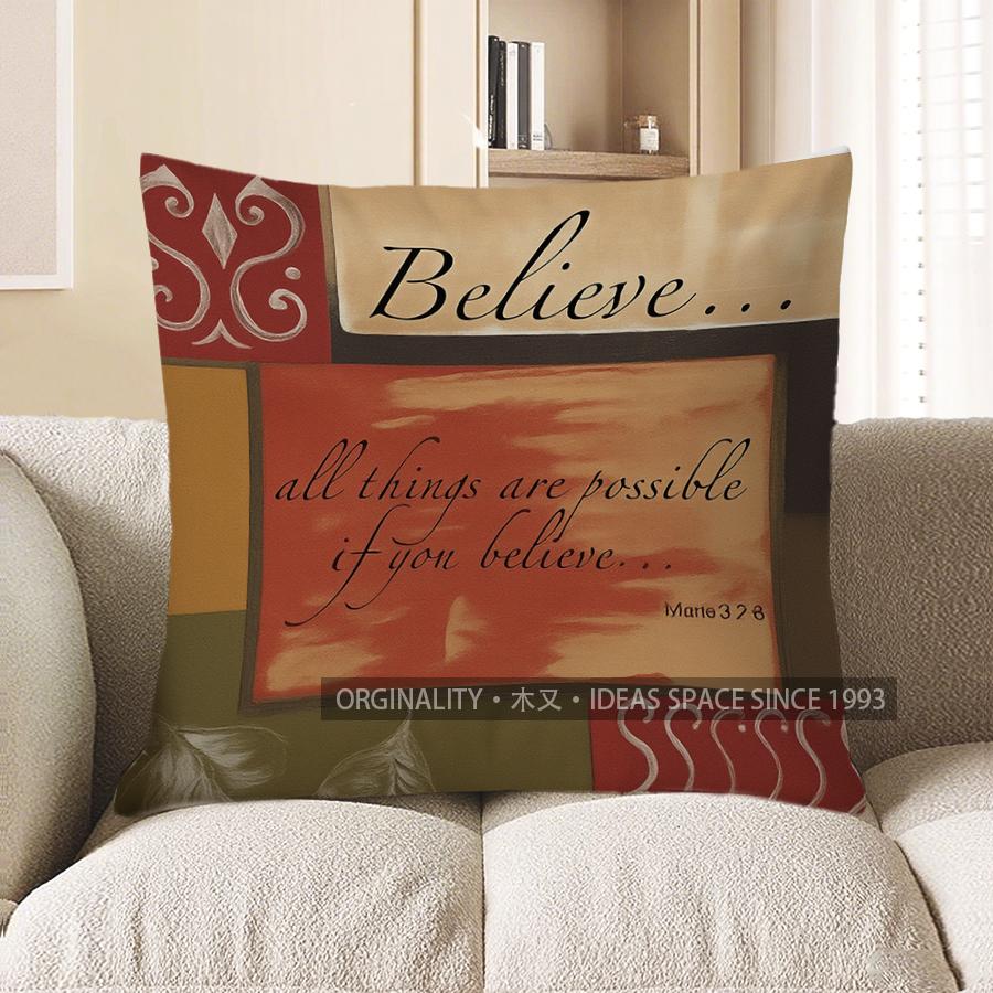 Home Decor Inspiring Faith Quote Throw Pillow Cover Pattern Cushion Cover Suitable For Sofa Bedroom Car Pillow Cover