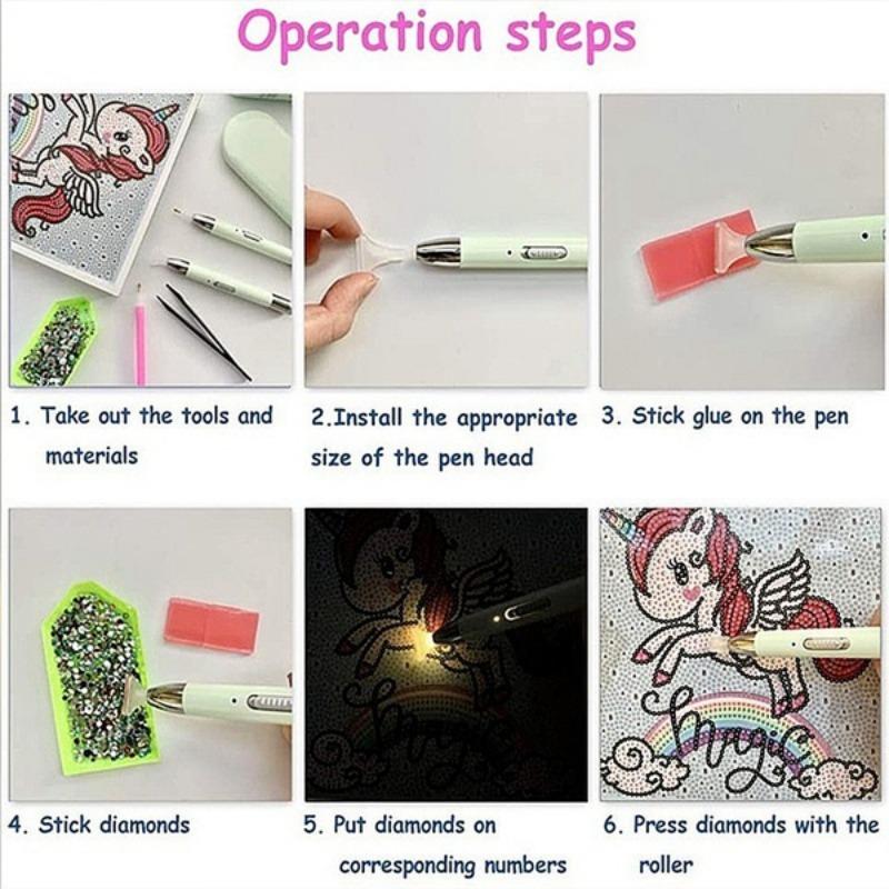 USB Rechargeable Lighting Point Drill Pen for 5D Diamond Painting DIY Tools Drill Pen Diamond Embroidery Accessories