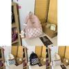 Simplified Checkered Letter Pattern Student Backpack With Plush Pendant For Middle School Students