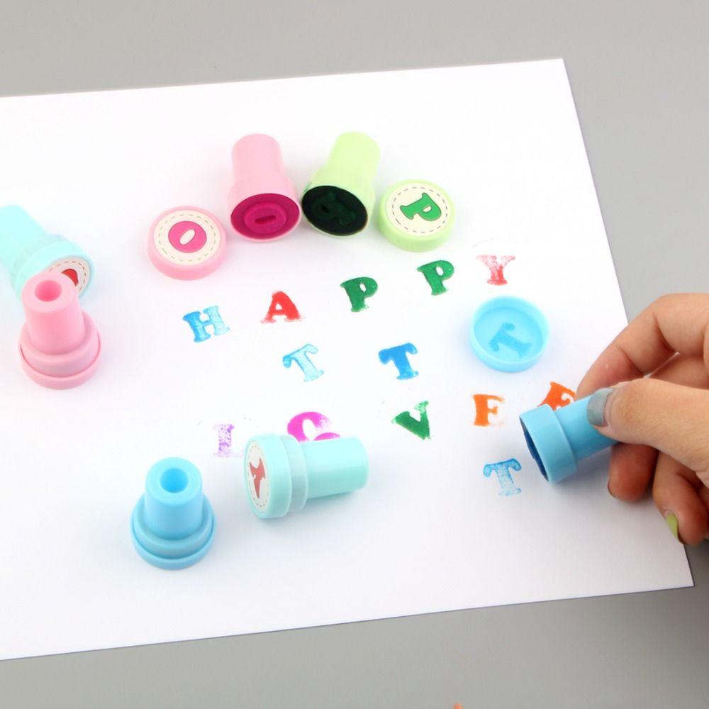 Number 26pcs Alphabets Letters Round Stamp Cartoon Children Arithmetic Seal Cute   Gifts