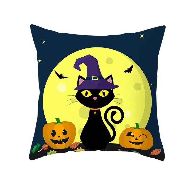 Halloween Cute Kitten Office Living Room Sofa Car Decorative Pillowcase