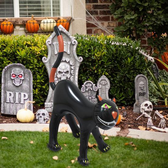 Yousheng Inflatable Black Cat Halloween Decoration Leak-Proof Inflatable Cat Blow-up Standing Cat Ornament for Home Indoor Yard Garden Decoration
