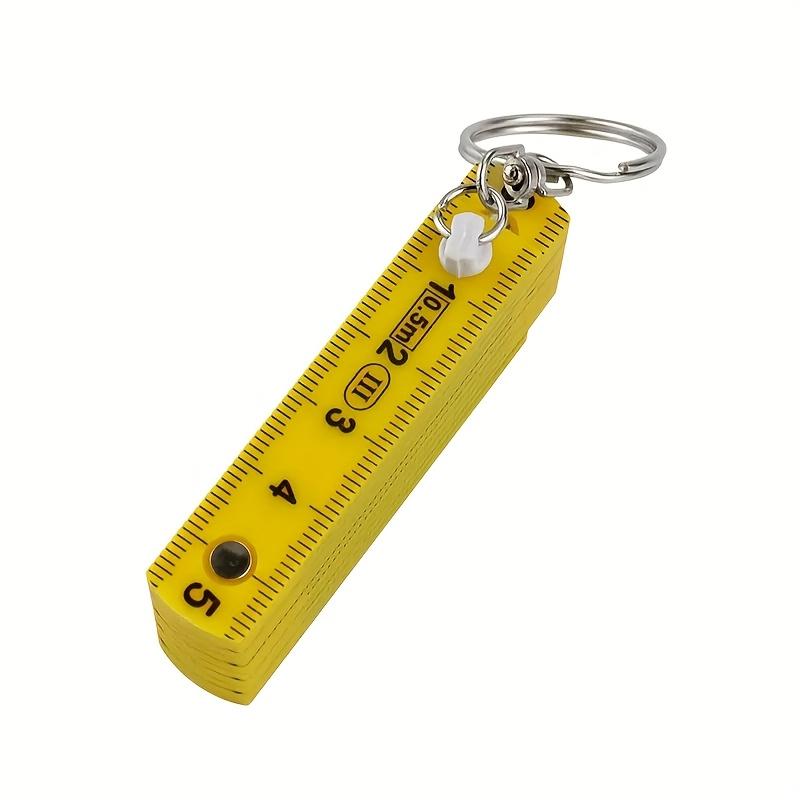 1pc Multifunctional ABS Plastic Folding Ruler, 50cm/19.69in, 10-Fold with Keychain, Compact and Portable, Multi-Purpose Folding Ruler Drawing Tool