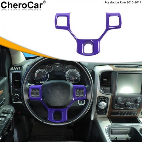 Steering Wheel Panel Frame Trim Cover Decor for Dodge Ram 1500 2010-2017 Purple