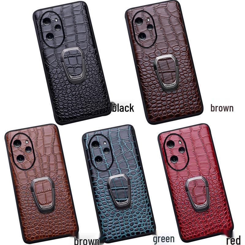 

Чехол из натуральной кожи с тиснением под крокодила для серии Honor 50 со подставкой Honor 100 кофейный