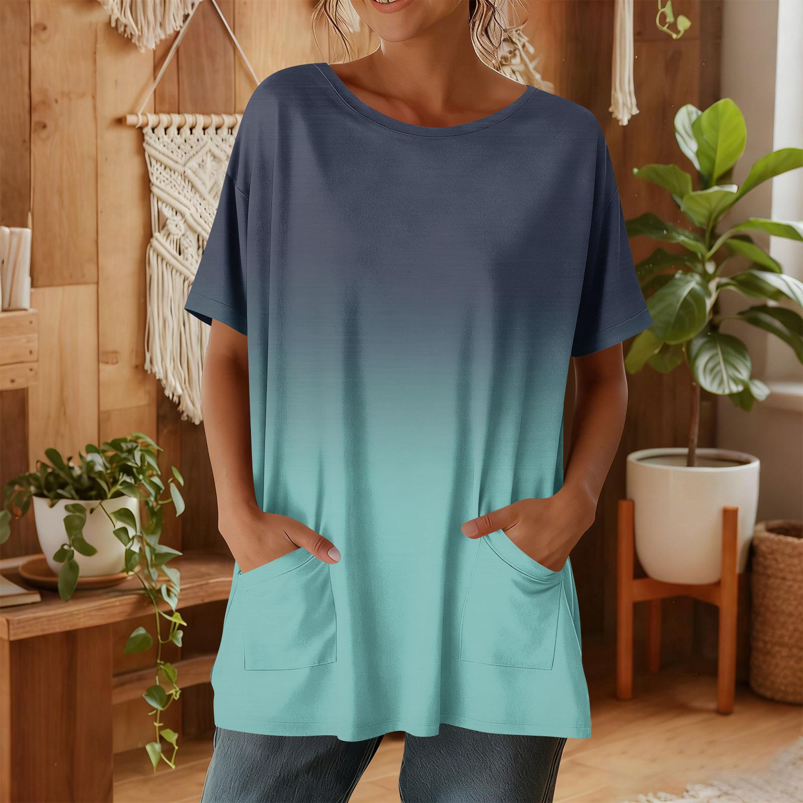 Женская мода повседневный короткий рукав цветочный принт топ L