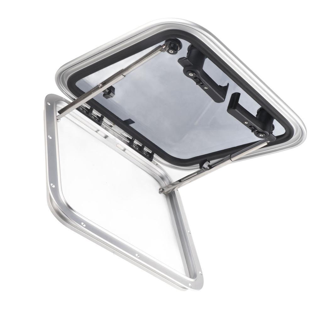 410x410mm Boat Ventilation Hatch Window Square Push Out Deck Porthole Skylights Escape Window for 3‑23mm Thickness
