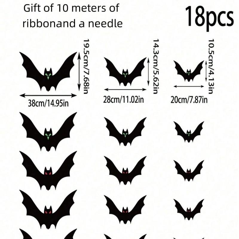 Halloween Hanging Bats Decorations Outdoor for Outside Tree Yard Porch Party Decor ,Halloween Autumn Bat Charm Red Yellow and Green Multiple Styles