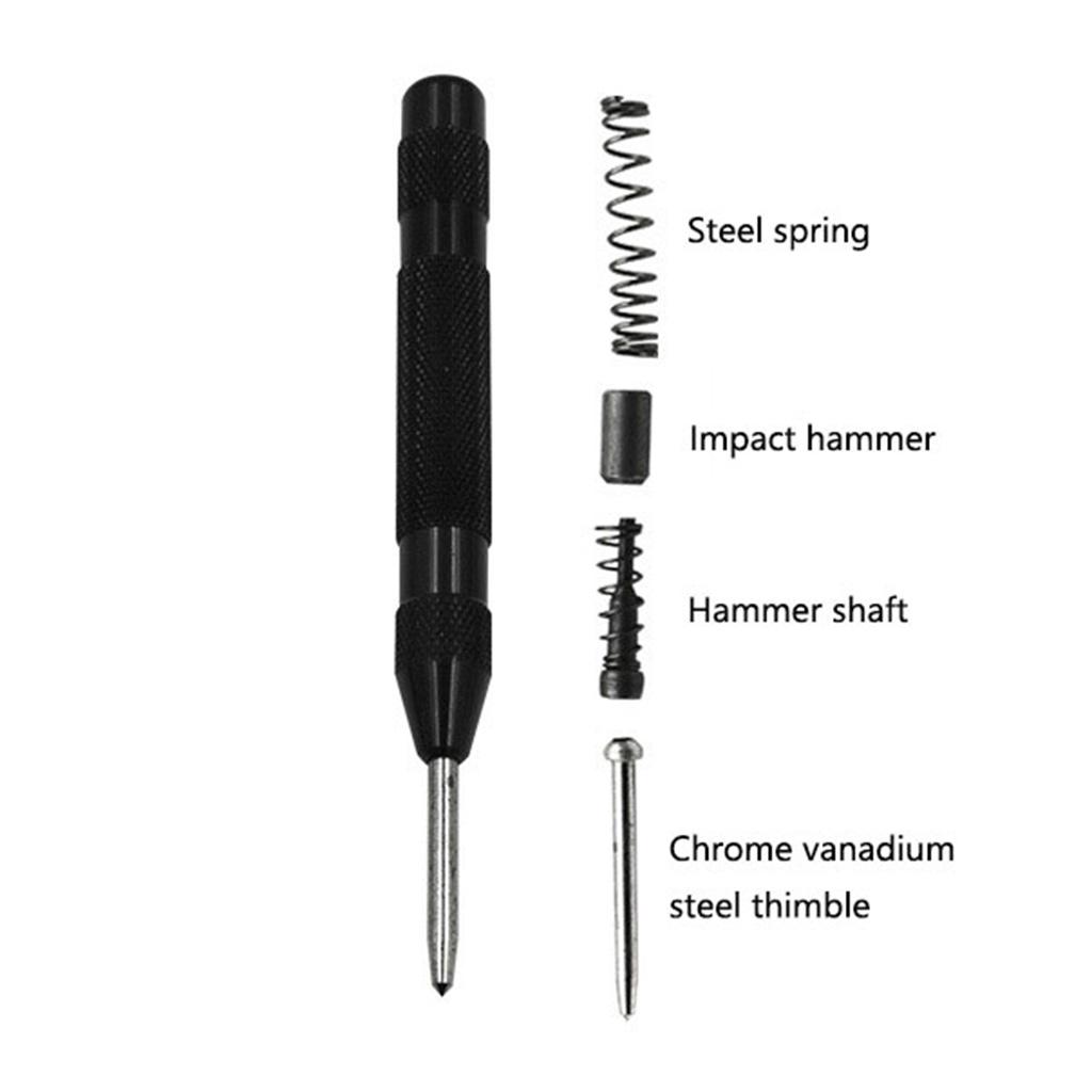 Spring Loaded Puncher Tool Center Hole Punch Tool Heavy Duty Automatic Durable with Handle Car Glass Window Breaker