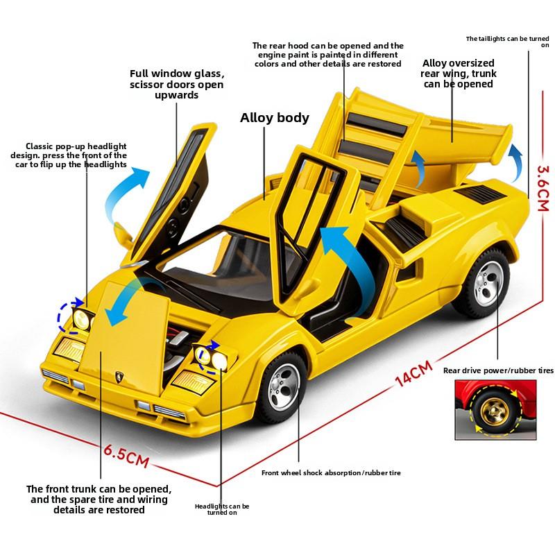 1:32 Countach LP500S Supercar Spielzeugauto Modell Rad Lenkung Geräusch und Licht Kinderspielzeug Sammlerstücke Geburtstagsgeschenke