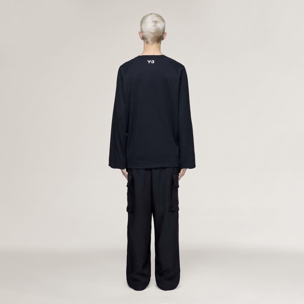 Y-3 SS26 Frayed Three Stripe Long Sleeve T-Shirt Unisex Tops KQ9795