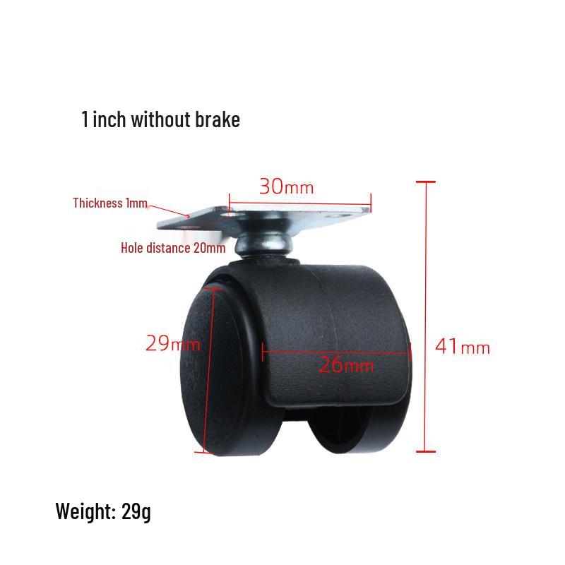 

1-inch Tablet and 2-inch Computer Chair Black Roller Caster Wheels for Office Seats and Trolley Table Legs.