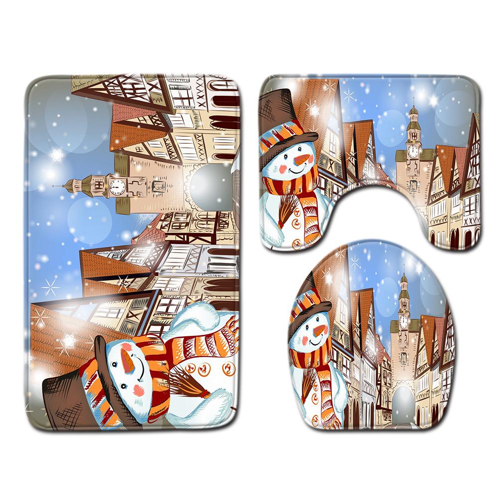 Weihnachts-Badezimmer-Bodenmatte Toilette Dreiteiliges Set
