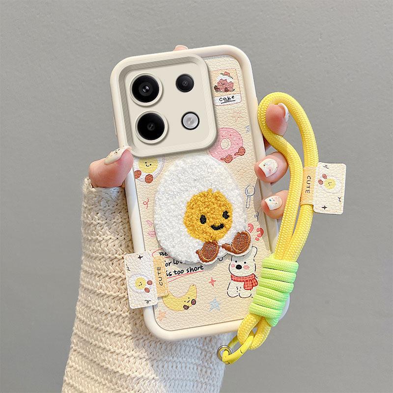 KEYSION Cartoon Niedlich Plüsch Stickerei Hülle für Xiaomi POCO X6 mit Lanyard Silikon Stoßfest Handyhülle für Redmi Note 13 Pro 5G