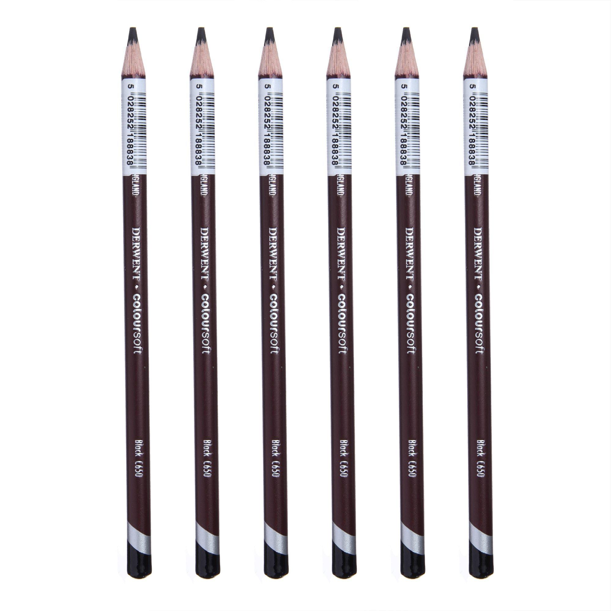 Derwent Coloursoft Цветные Черный Пенал из 0701017 Карандашей, C650, 6, чёрный