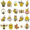 Set of 20 Yellow Enamel Bee and Beehive Pendants for DIY Bracelets and Necklaces