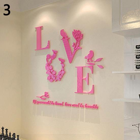 

Современное 3D Любовное Письмо Цитата Цветок Птица Стена Наклейка Фреска Искусство Наклейка Домашний декор розовый