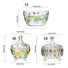 Hand Painted Candy Jar With Colorful Designs Glass Footed Bowl Perfect For Storing Sweets Nut And Fruits P9YB