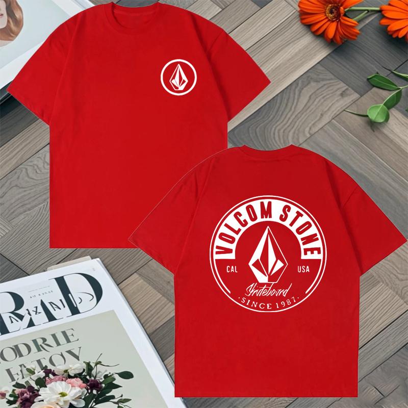 

2025 New in Top Volcom Stone Double Sided Printed Oversized tshirt Unisex Women 100 Cotton Crew Neck short sleeve Unisex tshirts S