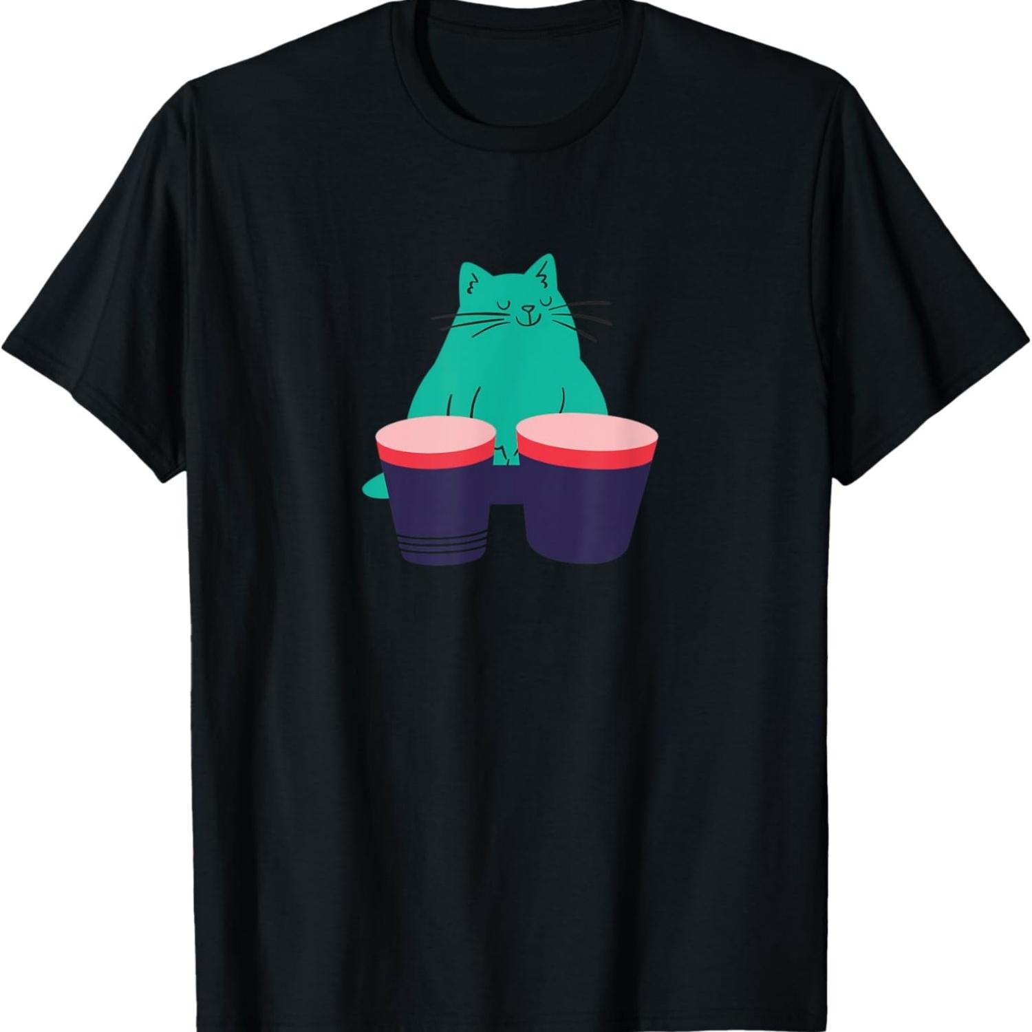 Bongo Cat merch Cute Kawaii cat meme T-Shirt(1) S чёрный