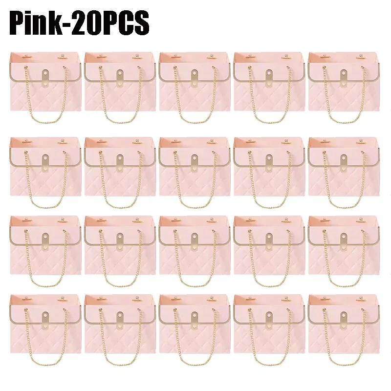 Flower Bags for Bouquets Small Flower Boxes for Arrangements with Metal Chain Cute Purse Paper Gift Box Floral Packing Tote Bags