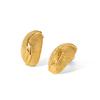 French Style Geometric Curved Polka Dot Line Texture Stud Earrings, Premium Titanium Steel Earrings for Women