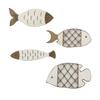 4 Stück Sommer Küsten Holzfisch Wandkunst Strand Thema Meeresfisch Wanddekor Vintage Nautische Wandskulptur für Seehaus Schlafzimmer