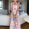 European and American Autumn New Products Sweet and Spicy Style Holiday Slim Digital Printing Suspender Lace Pendulum High-end Dress