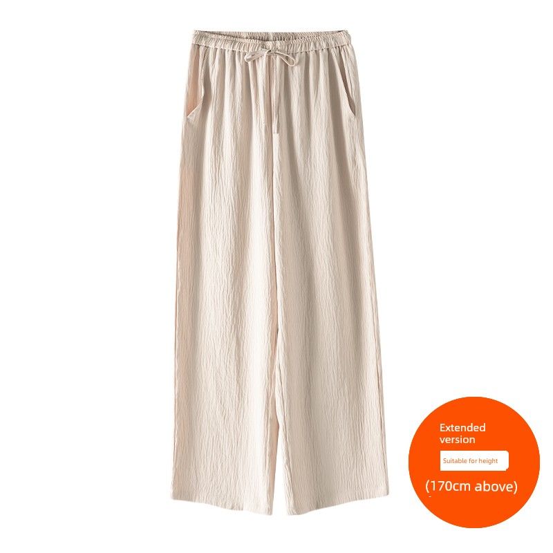

Plus size women clothing [Ice Silk Fiber Cool Pants] Texture 100.00kg Summer Chubby Girl High Waist Casual Wide Leg Pants Dark apricot (170cm above) 4XL