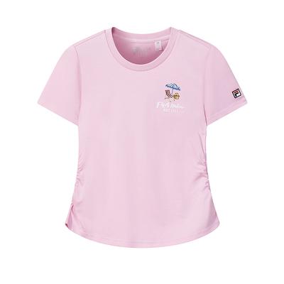 Heritage Fashion Simple Classic Retro Sports Casual Versatile Comfortable Slim Short Sleeve T-Shirt Women Tops Dahlia-Pink F11W628118FPK