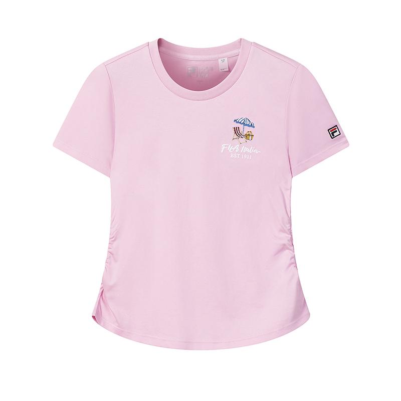 

FILA Наследие Мода Простая Классическая Ретро Спортивная Повседневная Универсальная Удобная Узкая Футболка с коротким рукавом Женские топы Гелиотроп-Розовый F11W628118FPK S