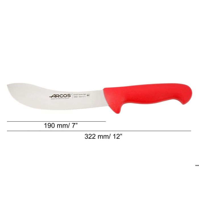 Couteau à peaux Arcos Couleur - Prof 295422 en acier inoxydable Nitrum et mango polypropylène rouge ergonomique avec lame de 19 cm,
