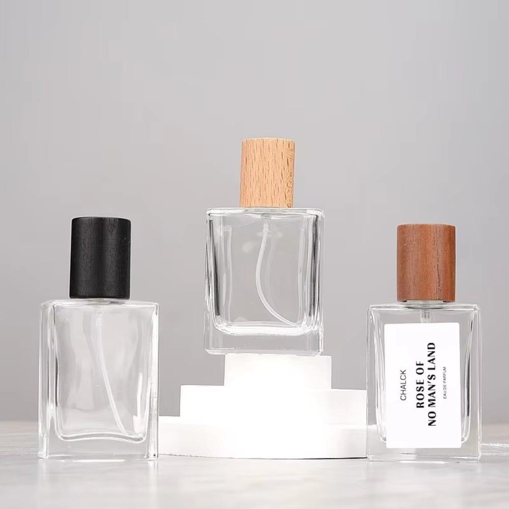 Square Shape Glass Perfume Bottle 30ml Cosmetic Container Portable Refillable Atomizer